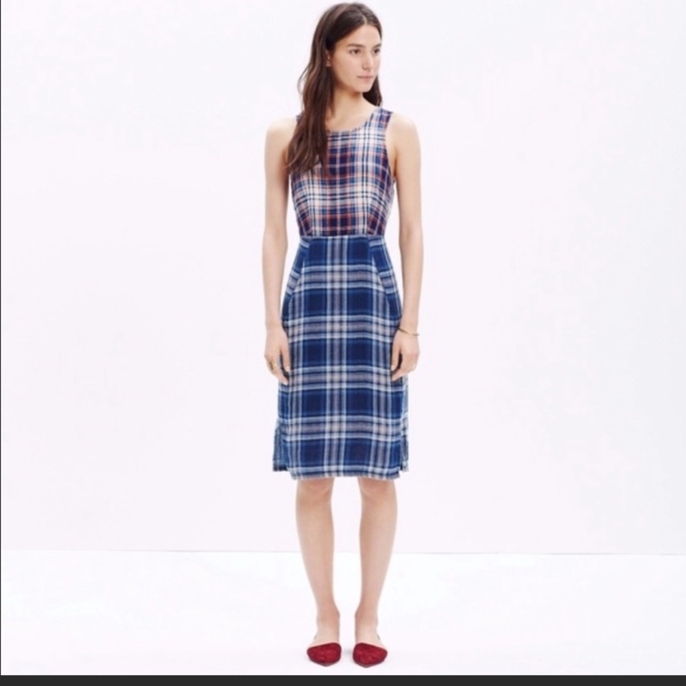 Madewell indigo plaid dress